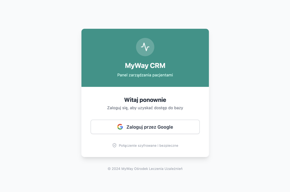 MiniCRM - Ekran logowania